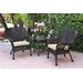 Windsor Espresso Wicker Chair And End Table Set With Ivory Chair Cushion- Jeco Wholesale W00215_2-CES001