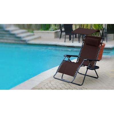 Oversized Olefin Zero Gravity Chair With Sunshade And Drink Tray - Mocha- Jeco Wholesale GCOL16