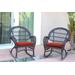 Espresso Wicker Rocker Chair With Brick Red Cushion - Set Of 4- Jeco Wholesale W00208-R_4-FS018-CS