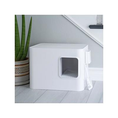 Meowy Studio Loo Enclosed Cat Litter Box Concealment, Cloud White