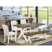 East West Furniture Table Set- a Wooden Table with X-Legs and White Faux Leather Parsons Chairs, Linen White(Pieces Options)