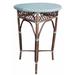 Bayou Breeze Minturn Glass Bistro Table Wicker/Rattan in Blue | 42.5 H x 27.5 W x 27.5 D in | Outdoor Furniture | Wayfair