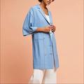 Anthropologie Jackets & Coats | Anthropologie Maeve Shortsleeved Long Blazer | Color: Blue | Size: M