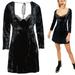 Free People Dresses | Free People Kat Long Sleeve Faux Wrap Velvet Mini | Color: Black | Size: S