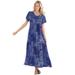 Plus Size Women's Short-Sleeve Crinkle Dress by Woman Within in Navy Patchwork (Size 1X)