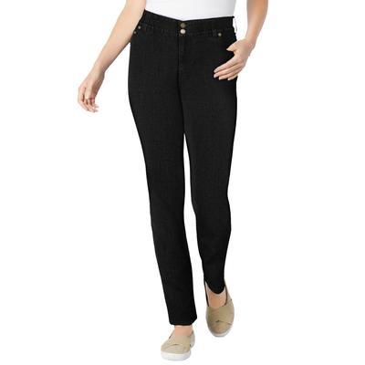 Plus Size Women's Secret Solutions Tummy Smoothing Straight Leg Denim Jean by Woman Within in Black Denim (Size 36 W)