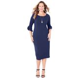 Plus Size Women's Ruffle Sleeve Shift Dress by Catherines in Mariner Navy (Size 4X)