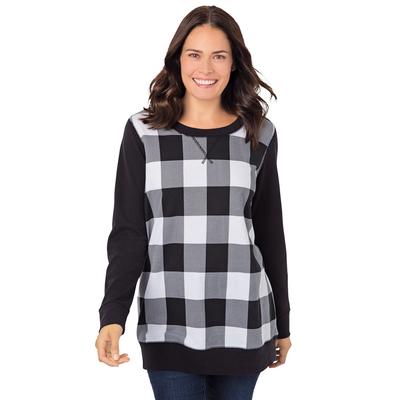 Plus Size Women's Printed Sweatshirt by Woman Within in Black Buffalo Plaid (Size 3X)