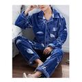 Men's Coral Fleece Pajamas Sleep Set Fannel Warm Cardigan Long Sleeve Sleepwear Loungewear Sky Blue L