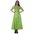 Moomaya Tiered Party Women Plus Size Embroidered Solid V Neck Evening Dress Light Green