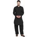 Men's Embroidered Pathani Kurta Set Cotton Plus Size Black Kurta Pyjama Party Wear Dress Traditional Pathani Kurta Salwar - Black - S (Chest 40)