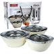 Will and Weaves Jaypee Vista Casserole Set Food Casserole Set of 3 Food Warmer Set with Glass Lid Chapati Keeper Gift Set Casserole Gift Set White