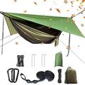 Portable Camping Hammock Set,Single Double Hammock,Mosquito net,rain Shade Tent,high Strength Parachute Fabric Hanging Bed. Suitable for Outdoor,Hiking,Camping, Travel Army Green