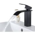 Auralum - Schwarz Messing Waschtischarmatur Wasserfall Wasserhahn Bad Waschbeckenarmatur Badarmatur