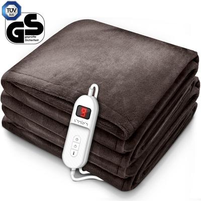 Sinnlein - Heizdecke elektrisch 200 x180cm Braun Wärmeunterbett xxl Heizmatte Abschaltautomatik Image