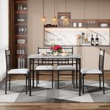 5-Piece Faux Marble Dining Table Set