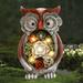 Garden Statue Owl Figurine - Resin Statue w/Solar LED Lights for Patio