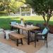 Montgomery Outdoor 6-Piece Rectangle Wicker Wood Dining Set by Christopher Knight Home