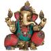 Exotic India Bhagawan Ganapati (Inlay Statue) Metal in Blue/Green/Red | 13 H x 7.5 W x 13 D in | Wayfair ZBN73