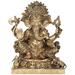 Exotic India Large Size Blessing Ganesha Seated On Ashta-Ganesha Base Metal in Black/Yellow | 32 H x 15.3 W x 26.5 D in | Wayfair ZEO045