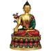 Exotic India Large Size Finest Medicine Buddha Money Can Buy (Tibetan Buddhist Deity) Metal in Green/Red/Yellow | 38 H x 26 W x 19.5 D in | Wayfair