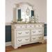 Astoria Grand Eridani 7 Drawer 68" W Double Dresser w/ Mirror Wood in Brown/White | 81 H x 68 W x 18 D in | Wayfair