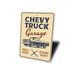 Lizton Sign Shop, Inc Chevy Truck Garage Aluminum Sign Aluminum in Gray | 14 H x 10 W x 0.04 D in | Wayfair 4689-A1014