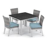 Oxford Garden Travira & Argento Square 4 - Person 40" Outdoor Side chair Dining Set w/ Cushions Stone/Concrete/Metal in Gray/Black | Wayfair 5639