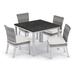 Oxford Garden Travira & Argento Square 4 - Person 40" Outdoor Side chair Dining Set w/ Cushions Stone/Concrete/Metal in Gray/Black | Wayfair 5638