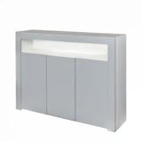 Ivy Bronx Idora Modern Kitchen Unit Cupboard Buffet Wooden Storage Display Cabinet TV Stand w/ 3 Doors Wood in Gray | Wayfair