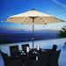 Arlmont & Co. 9Ft Outdoor Umbrella w/ Lights Solar Powered LED Patio Umbrella Sunbrella Umbrellas w/ Crank & Tilt-Blue Metal | Wayfair