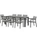 Gracie Oaks Evilynn Modern Light Grey & White 9 Piece Outdoor Patio Dining Set Wood in Gray/Black | 80.5 W x 35.5 D in | Wayfair