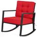 Wrought Studio™ Terraza Outdoor PE Rattan Wicker Rocking Chair w/ Cushions Wicker/Rattan in Blue | 33 H x 26.5 W x 36 D in | Wayfair