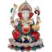 Bungalow Rose Lord Ganesha Seated On Lotus Metal in Blue/Gray/Green | 15.5 H x 6.2 W x 4.5 D in | Wayfair 84F12DF39D4B4EA3B4CDE10C16F1CCCF