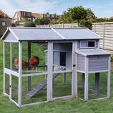 Archie & Oscar™ Kennon Walk In Chicken Coop w/ Chicken Run Solid Wood in Brown | 59.1 H x 62.5 W x 75.7 D in | Wayfair