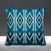 ULLI HOME Akin Abstract Tribal Indoor/Outdoor Throw Pillow Polyester/Polyfill blend in Blue | 16 H x 16 W x 4.3 D in | Wayfair