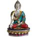 Bungalow Rose Lord Buddha In Bhumisparsha Mudra (With Inlay Work) Metal in Blue/Green/Red | 12 H x 6.5 W x 3.5 D in | Wayfair