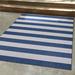 Blue/Gray 90 x 63 x 0.03 in Indoor/Outdoor Area Rug - Breakwater Bay Gannett Striped Flatweave Midnight Blue Ivory Indoor Outdoor Area Rug, | Wayfair