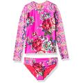 Maaji Girls' Kids Swimwear & Beachwear Rash Guard Set, Pink, 8 Big