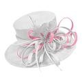 Caprilite White and Baby Pink Large Queen Brim Hat Occasion Hatinator Fascinator Weddings Formal