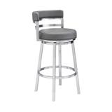 Leatherette Curved Back Counter Barstool with Swivel Mechanism, Gray