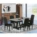 East West Furniture Dining Table Set- a Dining Table with V-Legs and Black Faux Leather Parsons Chairs, Black(Pieces Options)