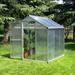 Outsunny 6' L x 6' W Polycarbonate Walk-In Greenhouse with Rooftop Vent & UV-Resistant Walls