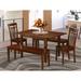 East West Furniture 5 Piece Dining Table Set- a Wooden Table and 2 Dining Chairs with 2 Benches, Mahogany (Seat Options)