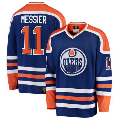 Mark Messier Fanatics – Blaues Edmonton Oilers Premier Breakaway-Trikot für ehemalige Spieler Image
