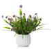 Enova Home Mixed Artificial Silk Mini Sunflowers Fake Flowers Arrangement in White Ceramic Pot for Home Office Decoration