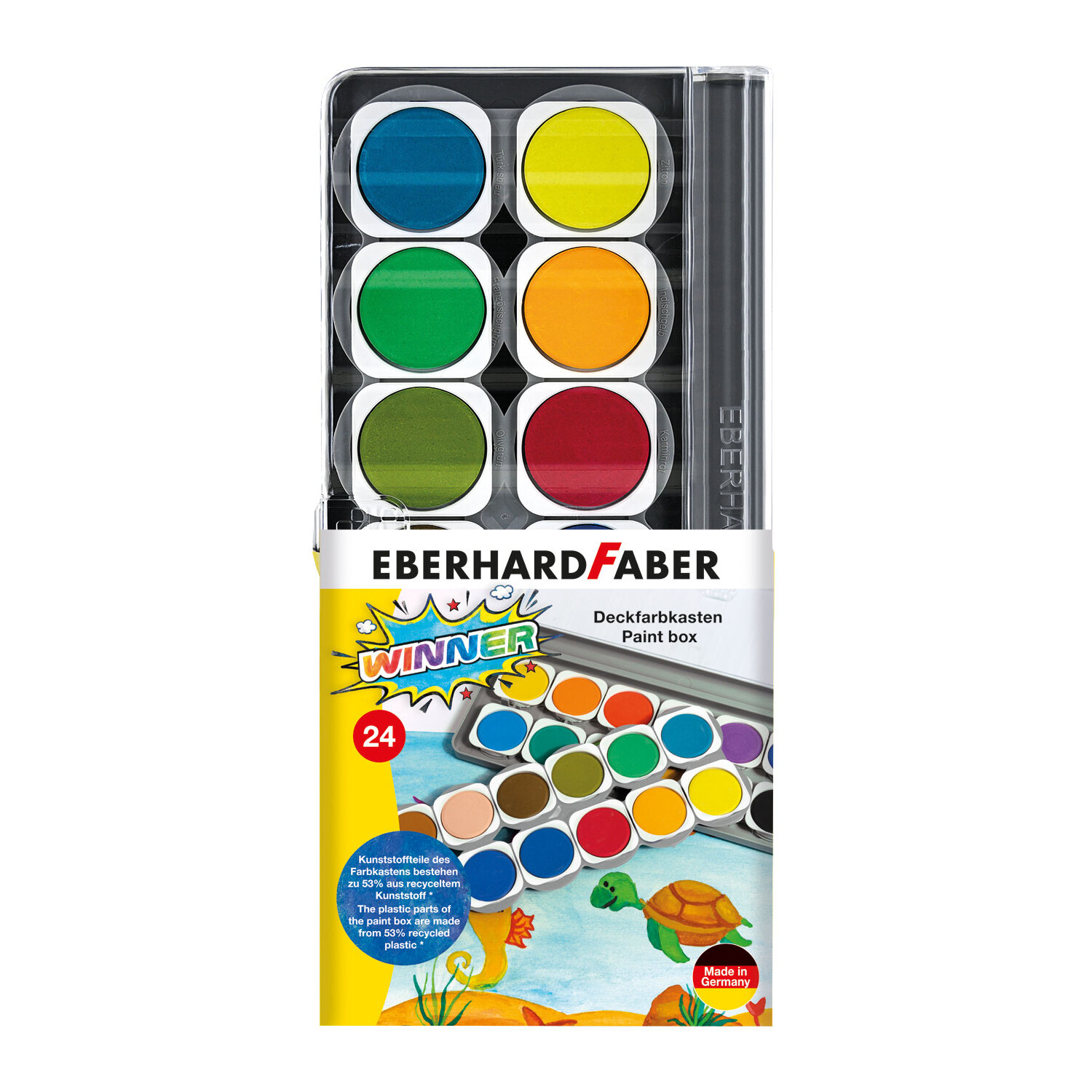 Winner Palette de pastilles de gouache, 24 couleurs