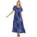 Plus Size Women's Short-Sleeve Crinkle Dress by Woman Within in Navy Patchwork (Size S)