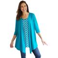 Plus Size Women's 7-Day Layered 2-in-1 Tunic by Woman Within in Deep Teal Bias Stripe (Size 34/36)