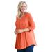 Plus Size Women's Pleated Henley Top by Woman Within in Pumpkin (Size 14/16)